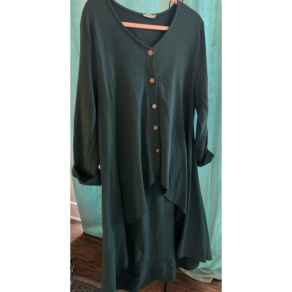 Diverse Italia Made In Italy Green Shirt Jacket High Low Buttons Womens Size XL